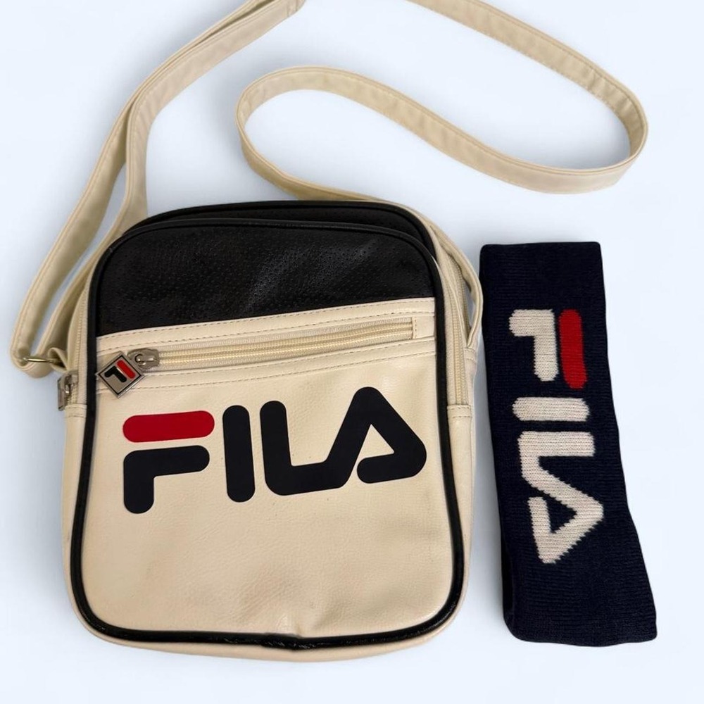 VTG Y2K Fila Messenger/Crossbody Bag and Matching Sweatband Gorpcore Blokecore